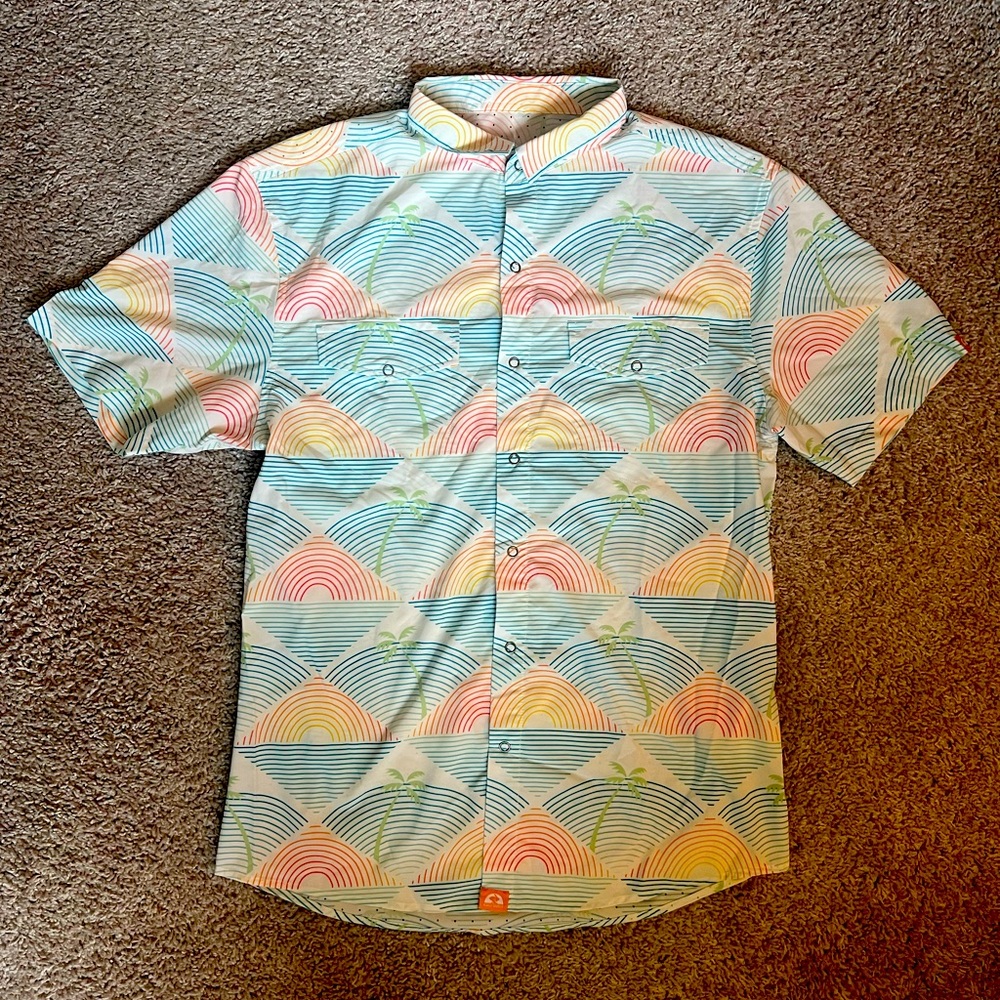 Rabbit Tropical Short sleeve summer button down shirt M
